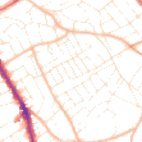 Daytime road noise heatmap for BS6 6NS