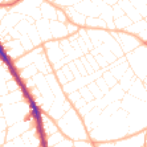 Daytime road noise heatmap for BS6 6NY