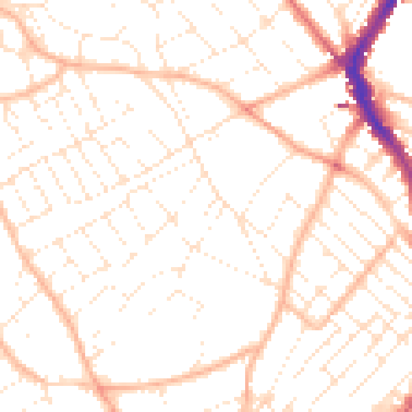 Daytime road noise heatmap for BS6 6PS