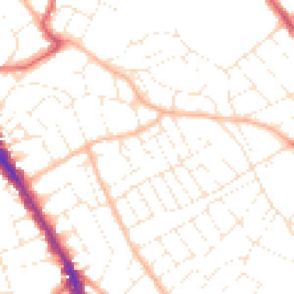 Daytime road noise heatmap for BS6 6QL