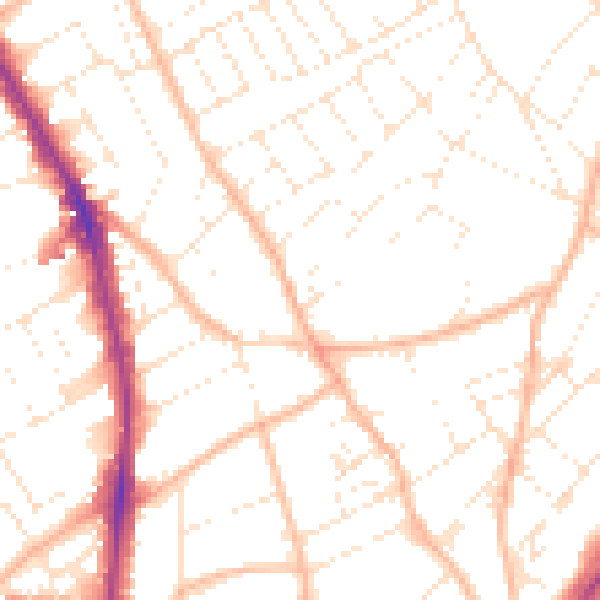 Daytime road noise heatmap for BS6 6QR