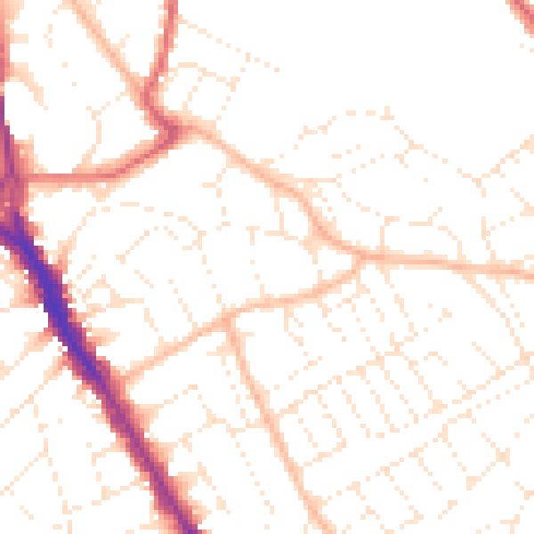 Daytime road noise heatmap for BS6 6RT