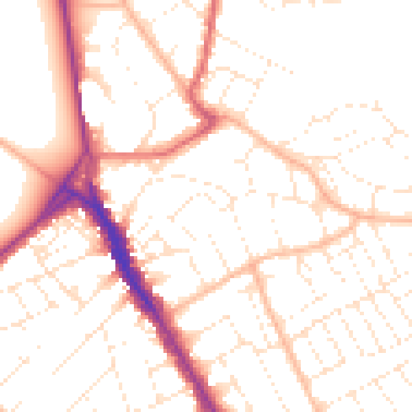Daytime road noise heatmap for BS6 6SX