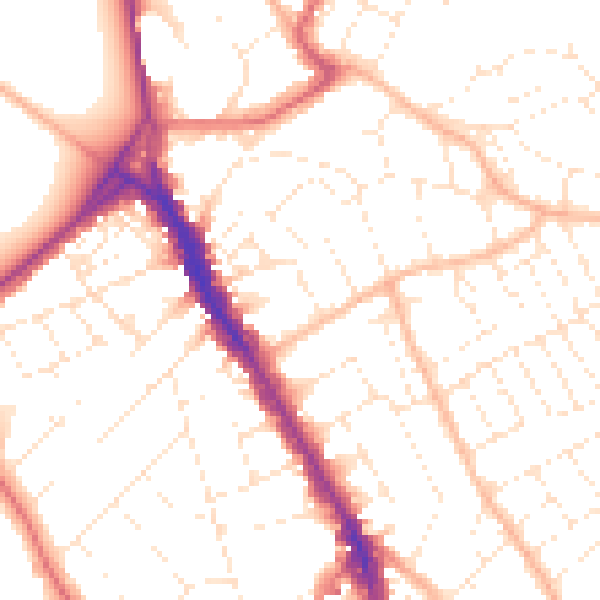 Daytime road noise heatmap for BS6 6TN