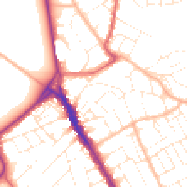 Daytime road noise heatmap for BS6 6TU
