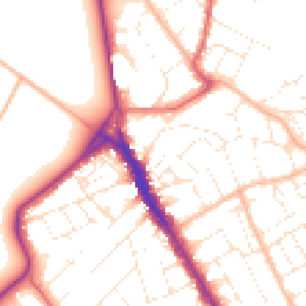 Daytime road noise heatmap for BS6 6UJ