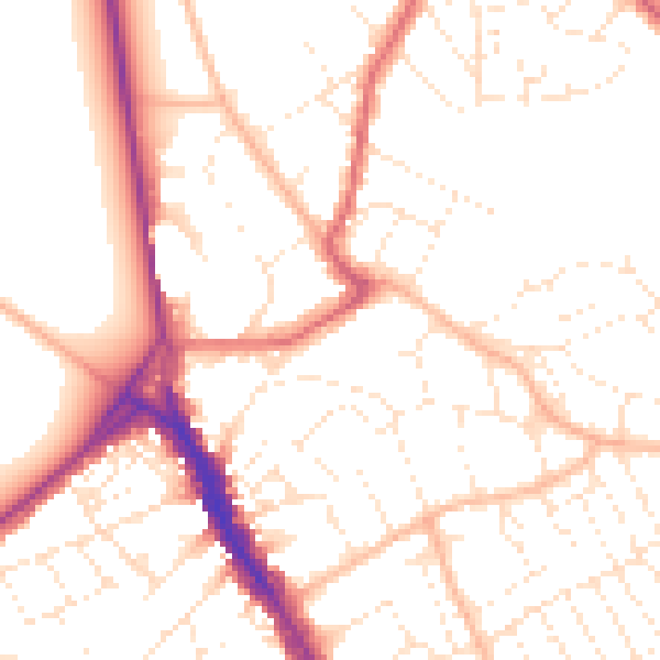 Daytime road noise heatmap for BS6 6UX