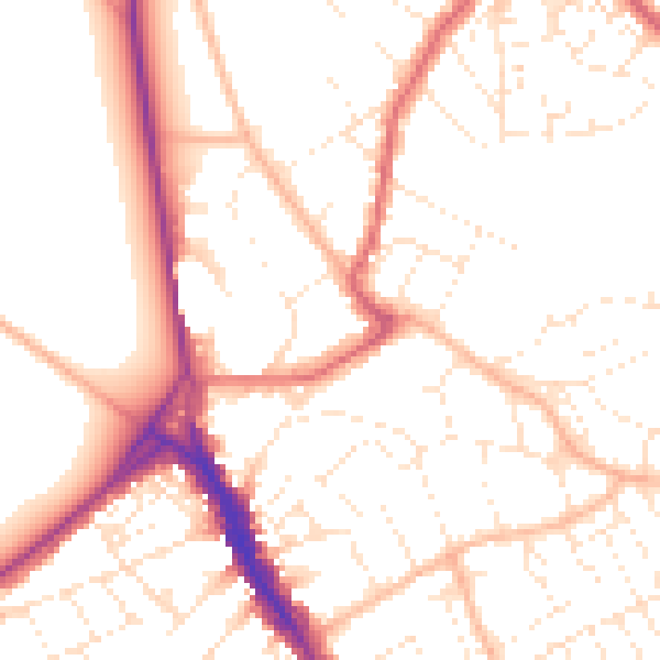 Daytime road noise heatmap for BS6 6WA