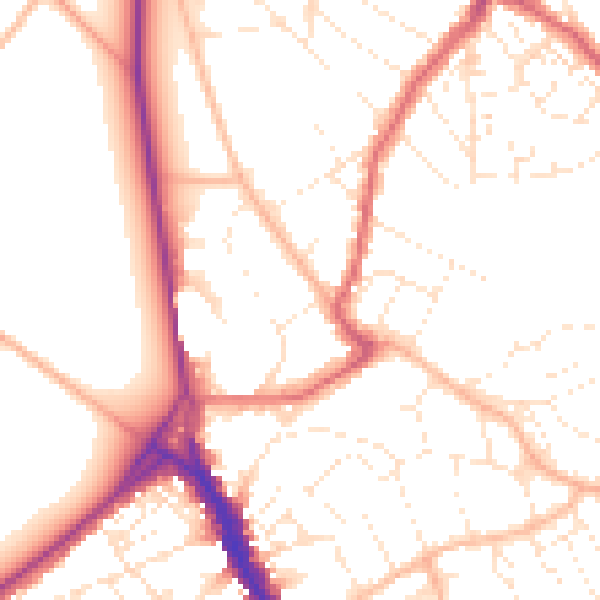 Daytime road noise heatmap for BS6 6YN