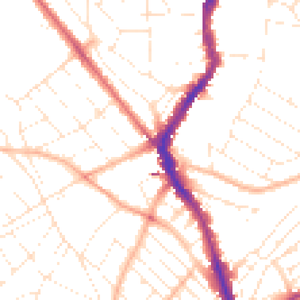 Daytime road noise heatmap for BS6 7AG