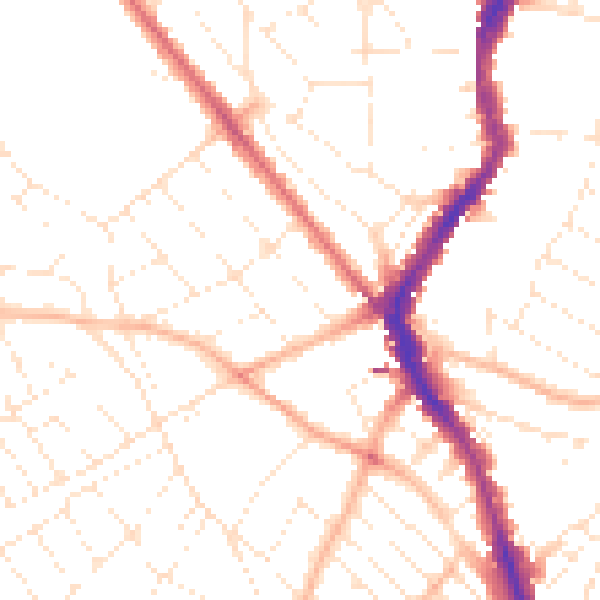 Daytime road noise heatmap for BS6 7AL