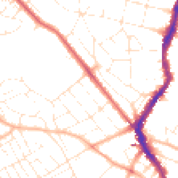 Daytime road noise heatmap for BS6 7AT