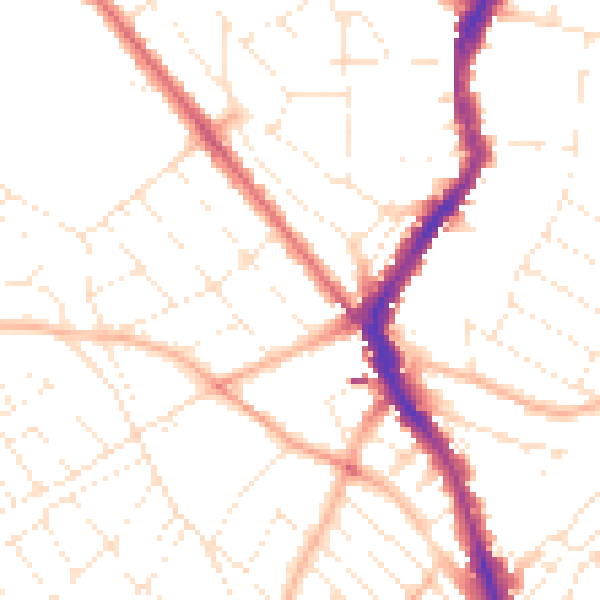 Daytime road noise heatmap for BS6 7AW