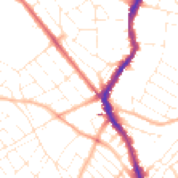 Daytime road noise heatmap for BS6 7BJ