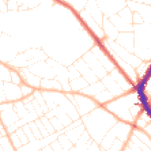 Daytime road noise heatmap for BS6 7EG