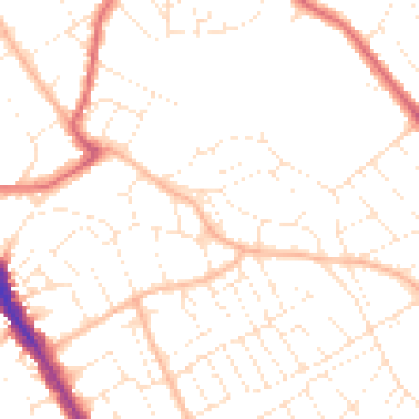 Daytime road noise heatmap for BS6 7ES