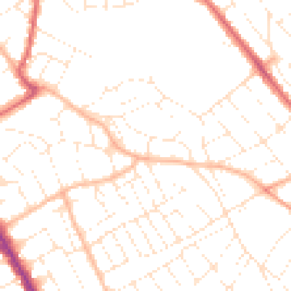 Daytime road noise heatmap for BS6 7EZ