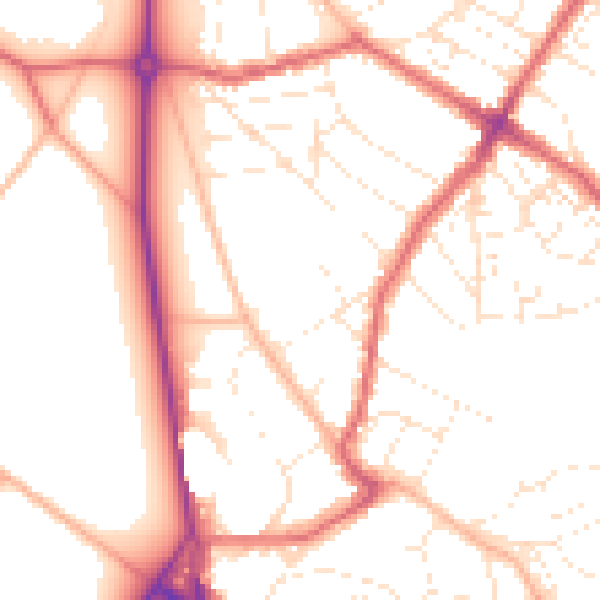 Daytime road noise heatmap for BS6 7JG