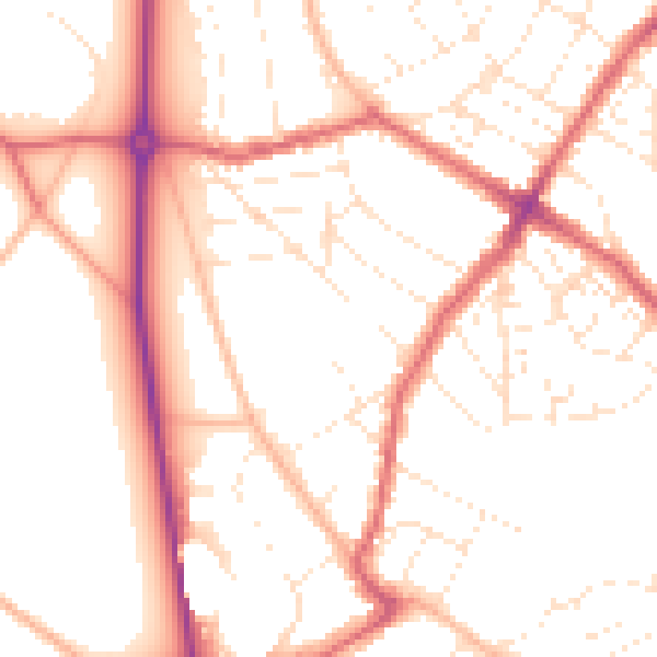 Daytime road noise heatmap for BS6 7JJ