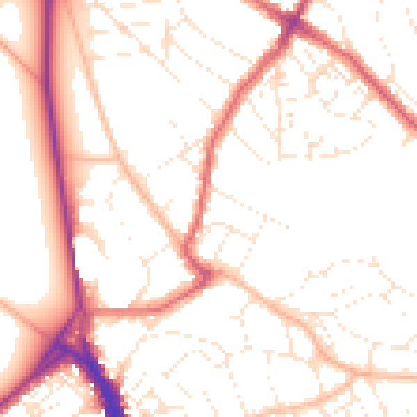 Daytime road noise heatmap for BS6 7JS