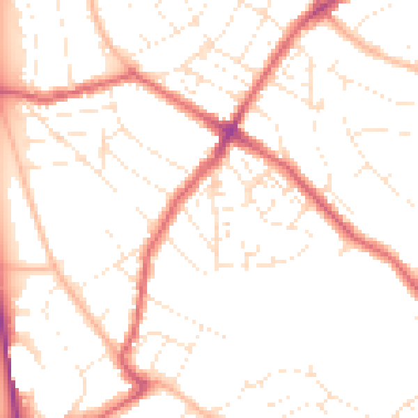 Daytime road noise heatmap for BS6 7LJ