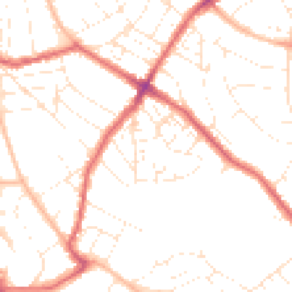 Daytime road noise heatmap for BS6 7LL