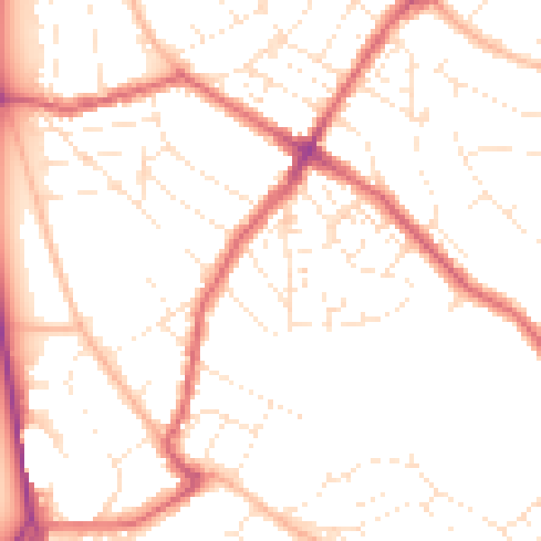 Daytime road noise heatmap for BS6 7LN