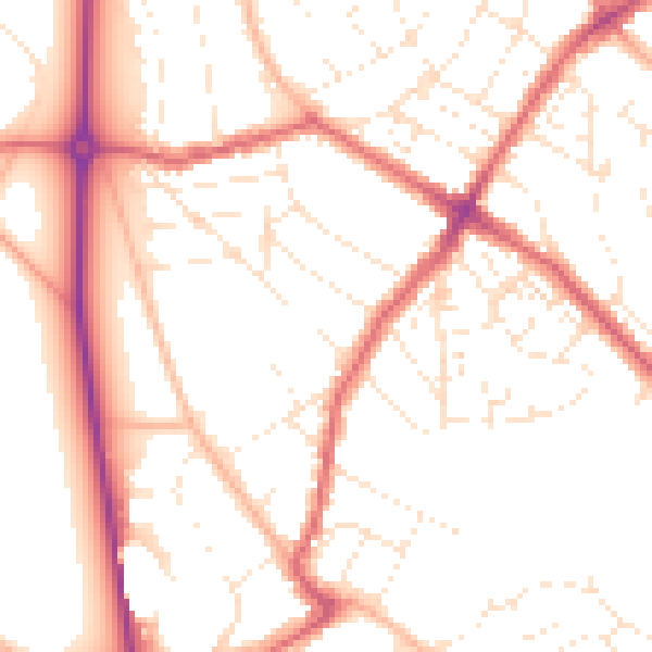 Daytime road noise heatmap for BS6 7NS