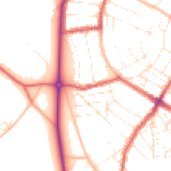 Daytime road noise heatmap for BS6 7PT