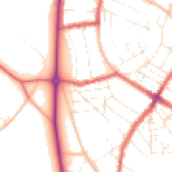 Daytime road noise heatmap for BS6 7QB