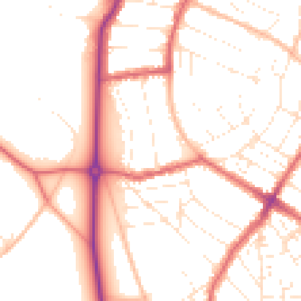 Daytime road noise heatmap for BS6 7QF