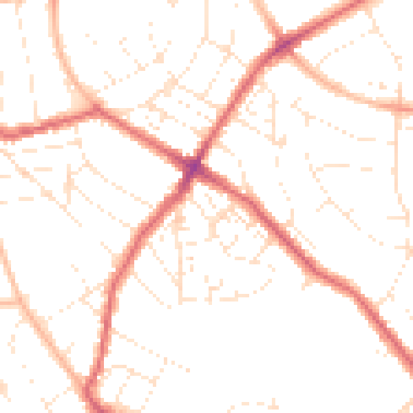 Daytime road noise heatmap for BS6 7RQ