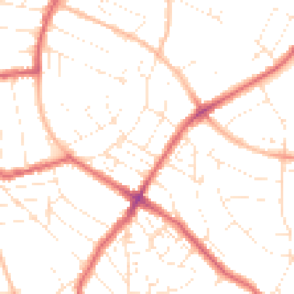 Daytime road noise heatmap for BS6 7SS