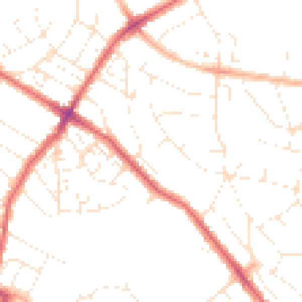 Daytime road noise heatmap for BS6 7TN
