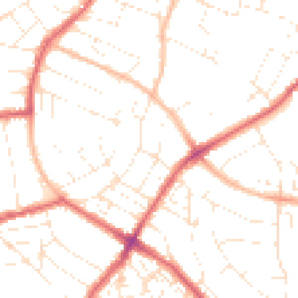 Daytime road noise heatmap for BS6 7UA