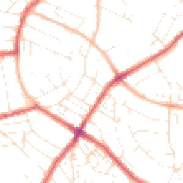 Daytime road noise heatmap for BS6 7UB