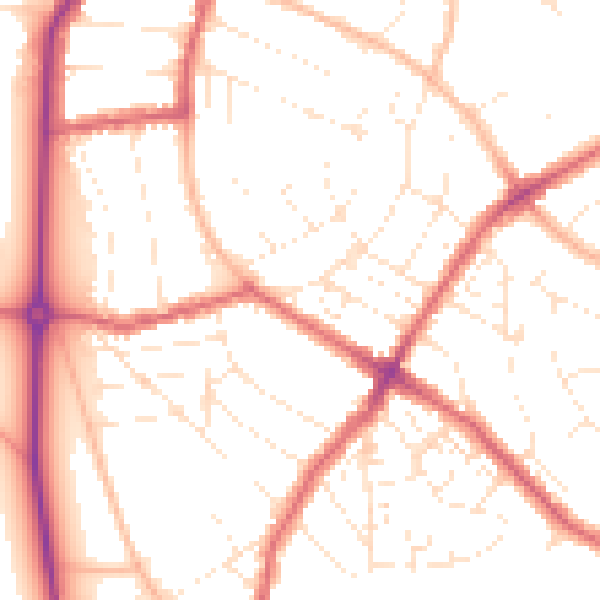 Daytime road noise heatmap for BS6 7UT
