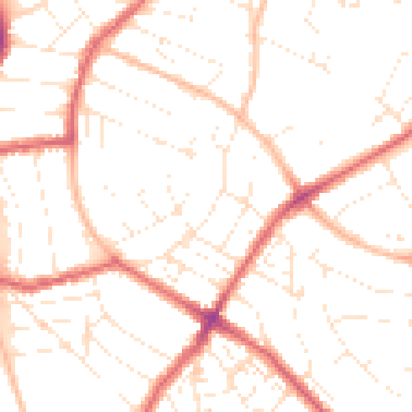 Daytime road noise heatmap for BS6 7UX