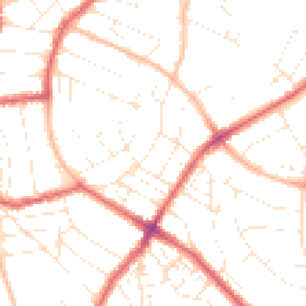 Daytime road noise heatmap for BS6 7UY