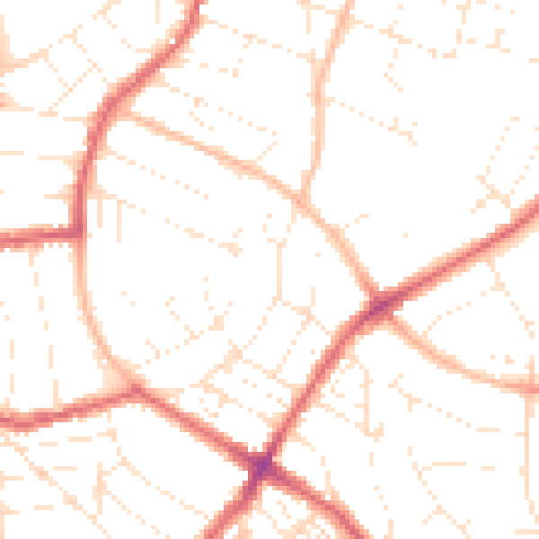 Daytime road noise heatmap for BS6 7UZ