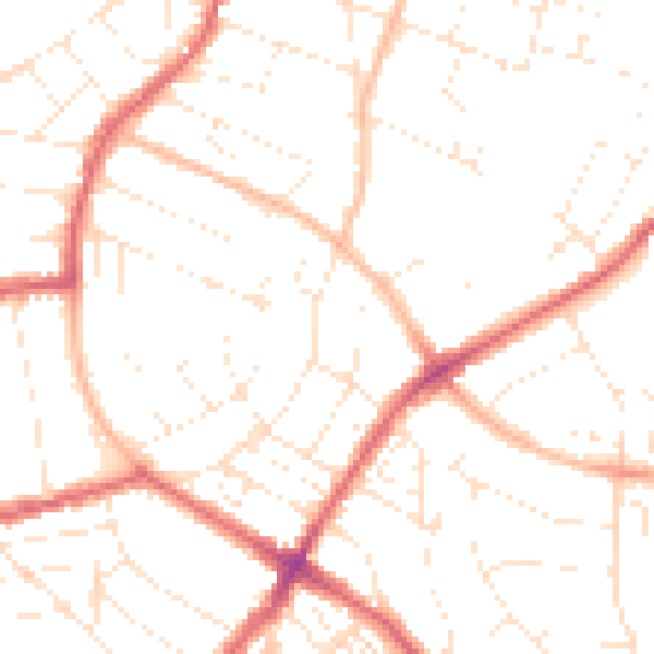 Daytime road noise heatmap for BS6 7XA