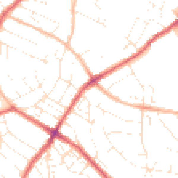 Daytime road noise heatmap for BS6 7XR