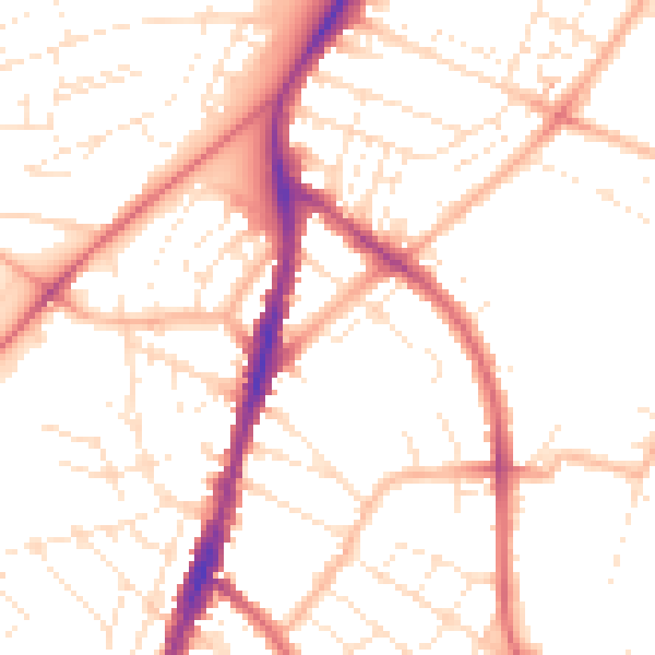 Daytime road noise heatmap for BS7 0AQ