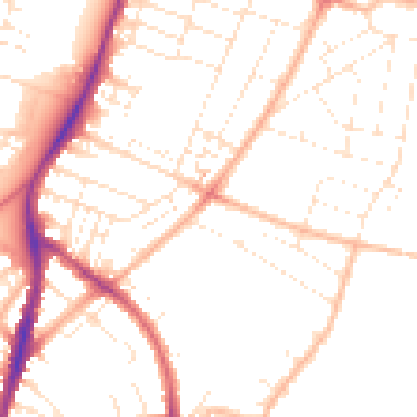 Daytime road noise heatmap for BS7 0AU