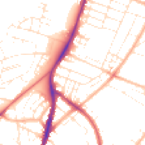 Daytime road noise heatmap for BS7 0BZ