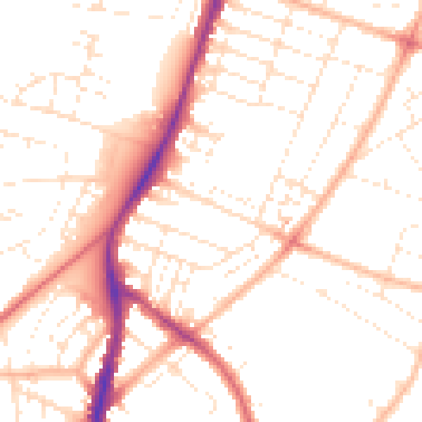 Daytime road noise heatmap for BS7 0DB
