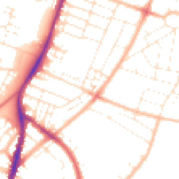 Daytime road noise heatmap for BS7 0DF
