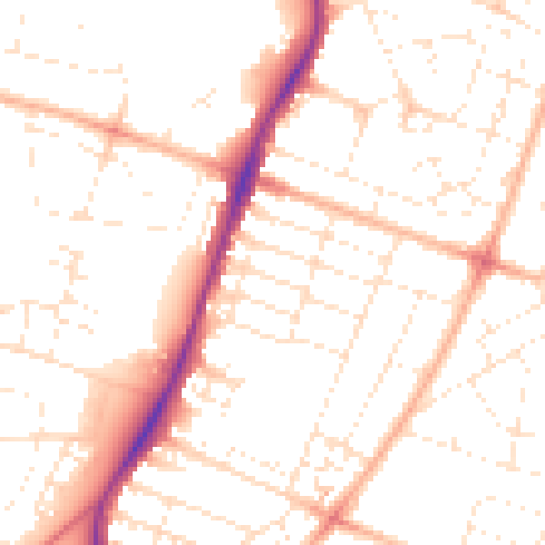 Daytime road noise heatmap for BS7 0JQ