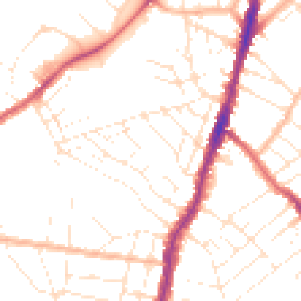 Daytime road noise heatmap for BS7 8AN