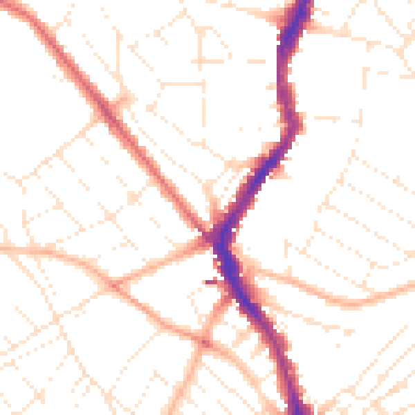 Daytime road noise heatmap for BS7 8DA